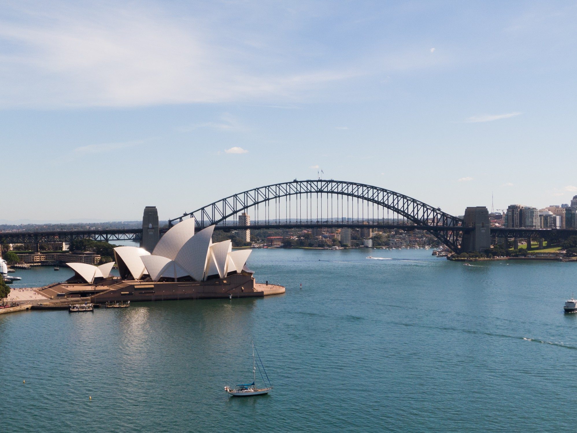 Sydney Opera House and Harbour Bridge from the air